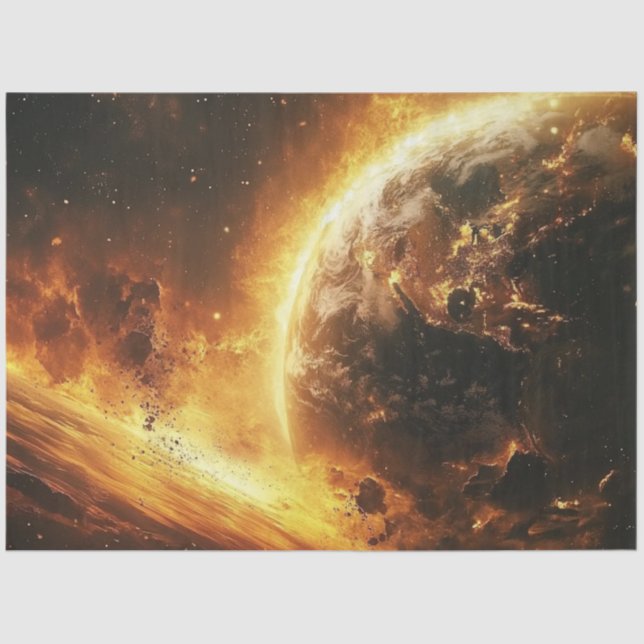 Decoupage Fiery Flames Chaotic Earth Seidenpapier (Vorderseite)