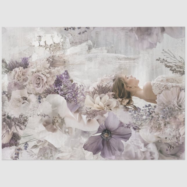 Decoupage Floral Designs Soft Pastellfarben Rose Seidenpapier (Vorderseite)