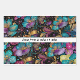 Decoupage Floral Drawer Front 29x8 Purple Gold Geschenkpapier Set