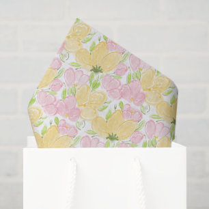 Decoupage Floral Gelb Rosa Farbe Seidenpapier