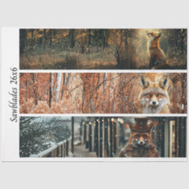 Decoupage Fox Forest Scenes Handsaw Panels  Seidenpapier