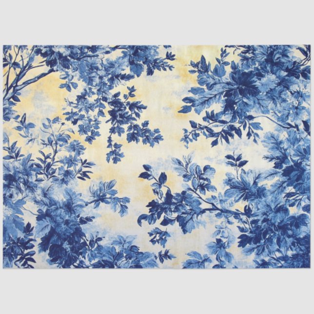Decoupage French Country Wallpaper Blue White Seidenpapier (Vorderseite)