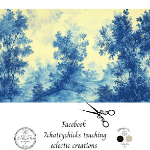 Decoupage French Landcape Blue White Palette Seidenpapier