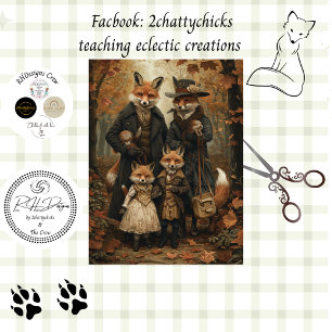 Découpage-Fuchs-Familie-Herbstlandschaft im skurri Seidenpapier