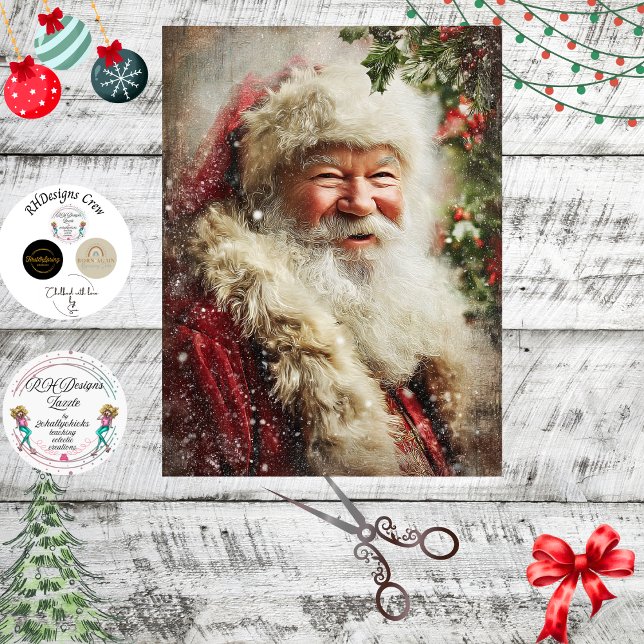 Decoupage funkelnder Weihnachtsmann  Seidenpapier (Von Creator hochgeladen)