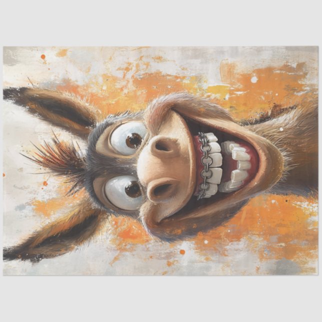 Decoupage Funny expressive Happy Donkey Seidenpapier (Vorderseite)
