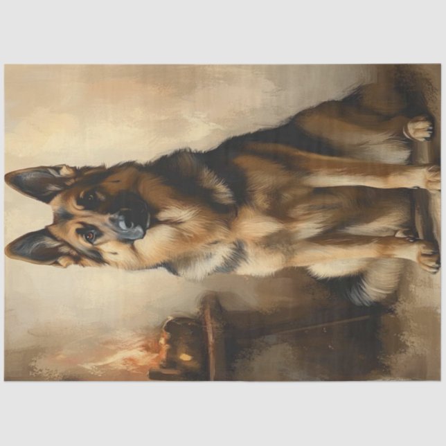 Decoupage German Shepard Posing Portrait Seidenpapier (Vorderseite)