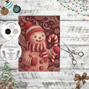 Decoupage Gingerbread Snowman Candy Cane Scene Seidenpapier