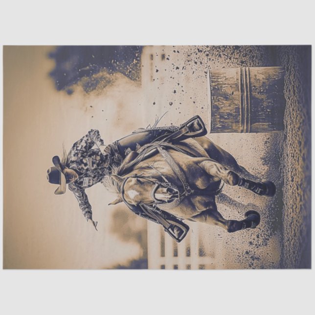 Decoupage Girl Barrel Racer Arena Wettbewerb Seidenpapier (Vorderseite)