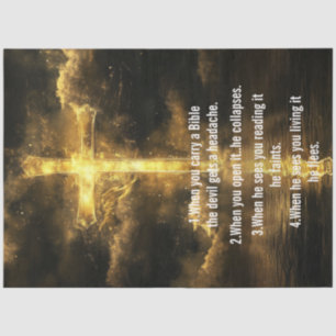 Decoupage Golden Cross Piercing durch Dunkelheit Seidenpapier