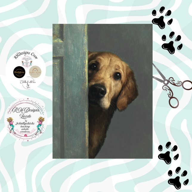 Decoupage Golden Retriever Peeking Peanut Butter Seidenpapier (Von Creator hochgeladen)