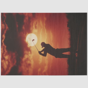 Decoupage Golfer Silhouette Fiery Horizon Seidenpapier