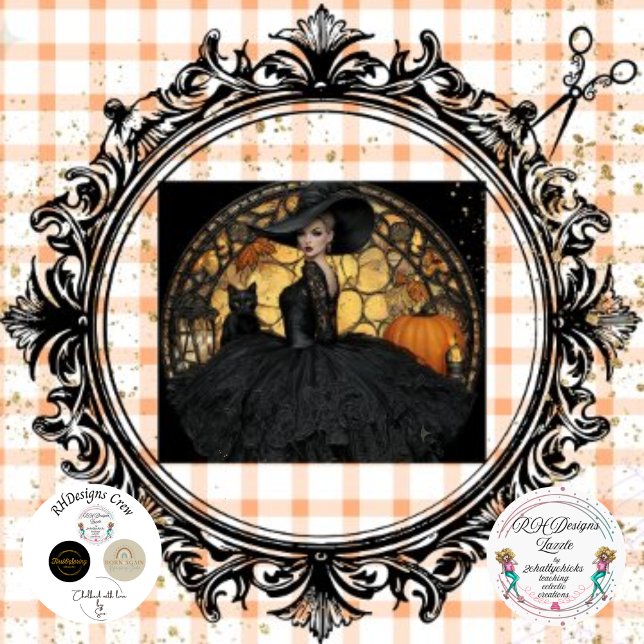 Decoupage gothan Frau Autumn Print verklebt Glas Seidenpapier (Von Creator hochgeladen)