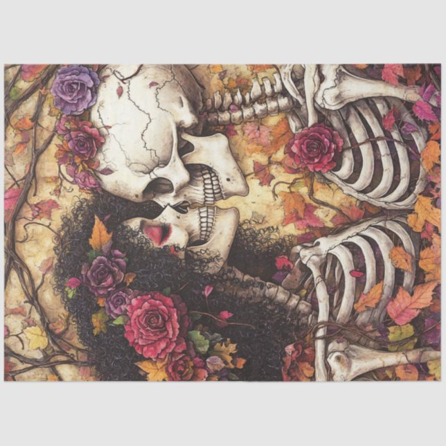 Decoupage Gothic African Skeleton Wedding Seidenpapier (Vorderseite)