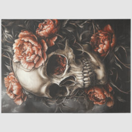 Decoupage Gothic Elegante Bronze Toned Skull Seidenpapier