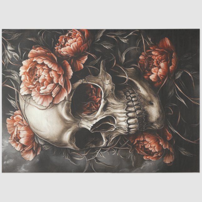 Decoupage Gothic Elegante Bronze Toned Skull Seidenpapier (Vorderseite)