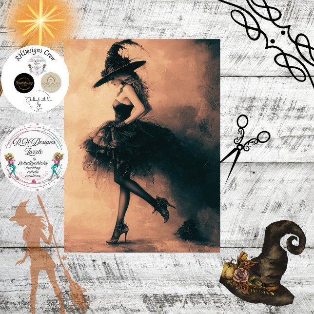 Decoupage Gothic Fantasy Witch monochrome Effekte Seidenpapier (Von Creator hochgeladen)