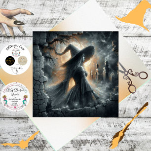 Découpage-Gothic-Hexe-Mondlicht-Waldszene Seidenpapier