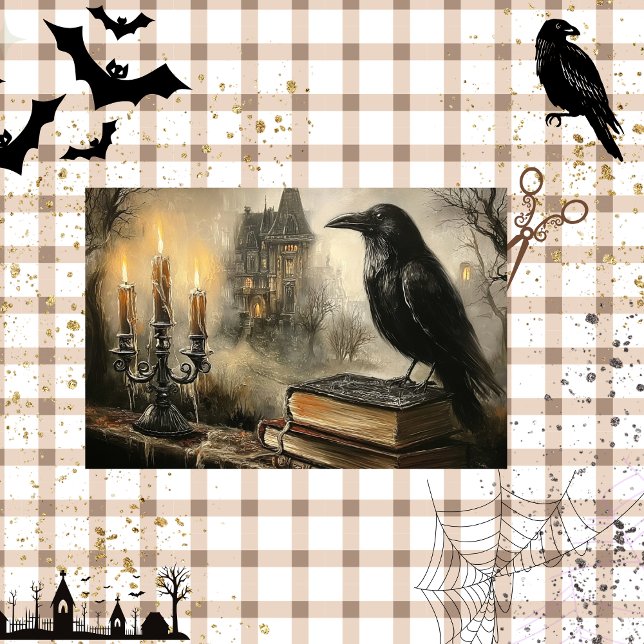 Decoupage Gothic Raven Spuk Mansion Foggy Seidenpapier (Von Creator hochgeladen)