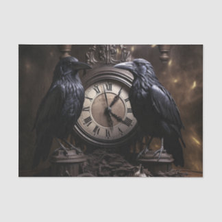 Decoupage Gothic Ravens mit Uhr Seidenpapier