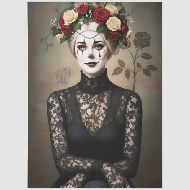 Decoupage Gothic Rose Queen – Dark Romantic Art  Seidenpapier (Vorderseite)
