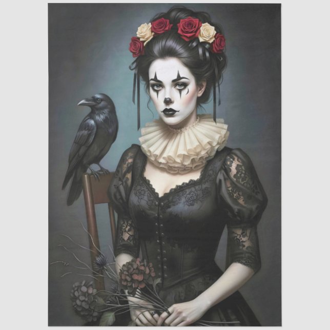 Decoupage Gothic Rose Queen – Dark Romantic Art  Seidenpapier (Vorderseite)