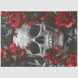 Decoupage Gothic Silver Skeleton Skull Seidenpapier