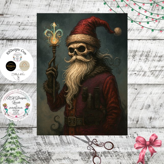Decoupage Gothic Skeletal Santa  Seidenpapier (Von Creator hochgeladen)