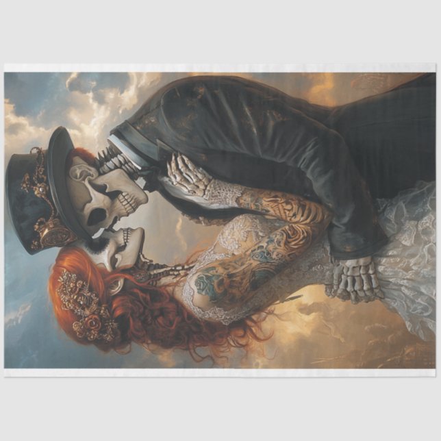 Decoupage Gothic Skeleton Honeymoon Seidenpapier (Vorderseite)