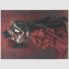 Decoupage Gothic Skeleton Romantic Couple Dance Seidenpapier