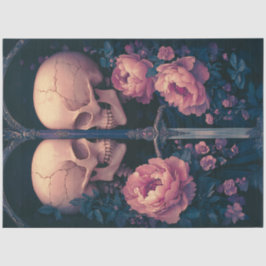 Decoupage Gothic Skeletons Schwert Peach Blume Seidenpapier