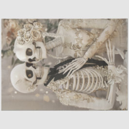 Decoupage Gothic White Glass Skeleton Couple Wed Seidenpapier