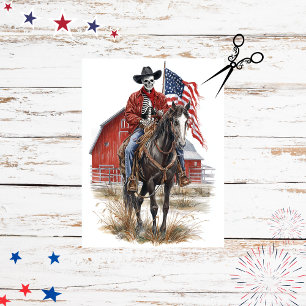 Decoupage Gothy Cowboy Skeleton Pferde Patriotic Seidenpapier