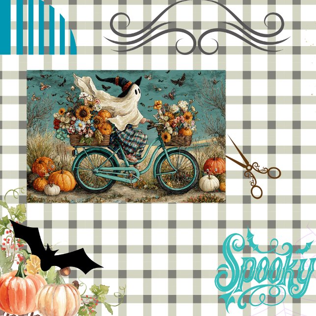 Decoupage Halloween Ghost Grace Reiten Fahrrad Seidenpapier (Von Creator hochgeladen)