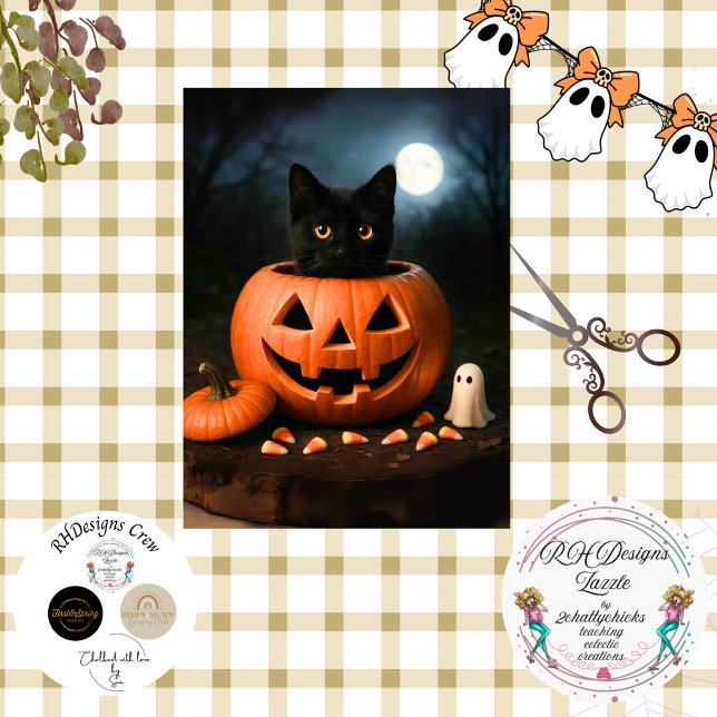 Decoupage Halloween Jack-0-Latern Moonlit Forest Seidenpapier (Von Creator hochgeladen)