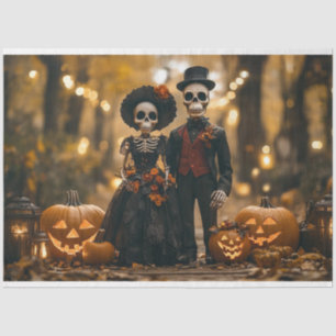 Decoupage Halloween Skeleton Couple Landscape Seidenpapier