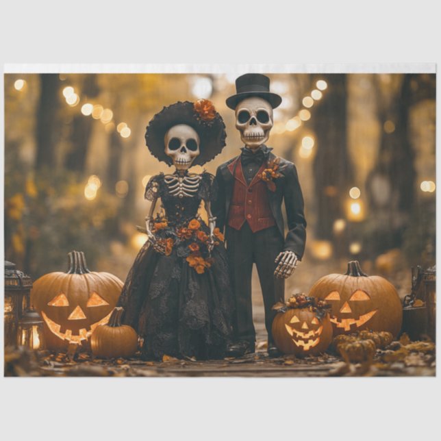 Decoupage Halloween Skeleton Couple Seidenpapier (Vorderseite)