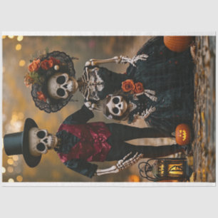 Decoupage Halloween Skeleton Family Seidenpapier