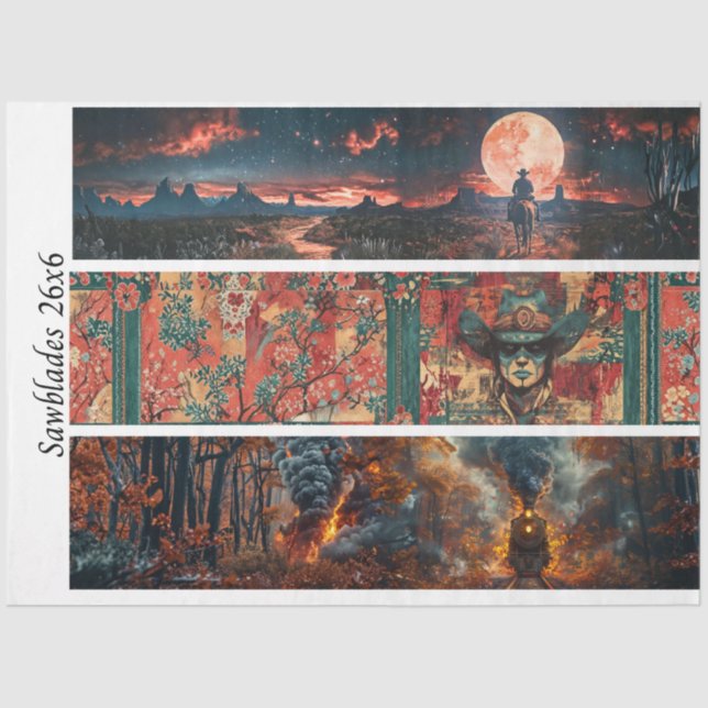 Decoupage Handsaw 26x6" Western Designs  Seidenpapier (Vorderseite)