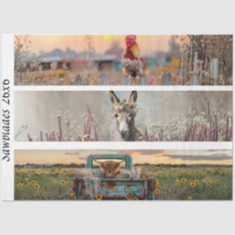 Decoupage Handsaw Designs Rooster Donkey Truck  Seidenpapier