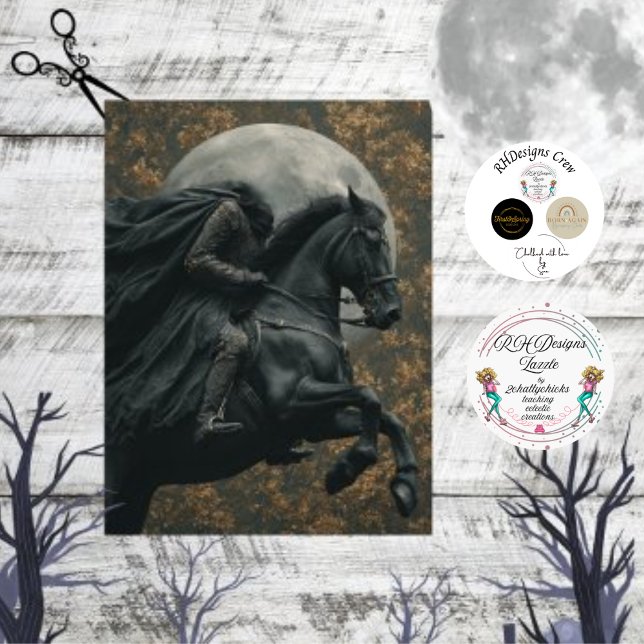 Decoupage Headless Horseman in Moonlit Sky Seidenpapier (Von Creator hochgeladen)