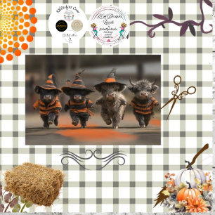Decoupage Highland Calves Celebrate Halloween Seidenpapier