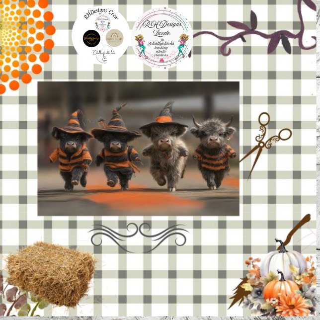 Decoupage Highland Calves Celebrate Halloween Seidenpapier (Von Creator hochgeladen)