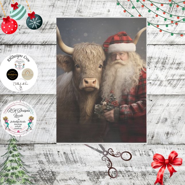 Decoupage Highland Cow & Santa Claus Seidenpapier (Von Creator hochgeladen)