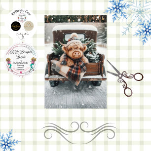 Decoupage Highland-Kuh Karo-Kiefernzapfen Winter Seidenpapier