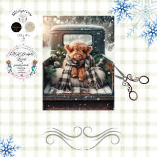 Decoupage Highland-Kuh Winterlandschaft Vintage-LK Seidenpapier
