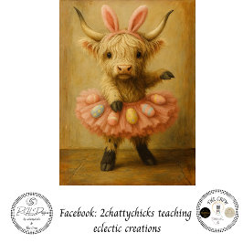 Découpage Highland Ostern Ballerina in Rosa Seidenpapier