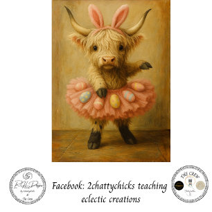 Découpage Highland Ostern Ballerina in Rosa  Seidenpapier