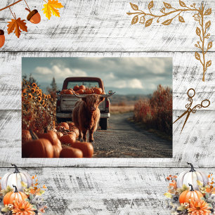 Decoupage Highland Vintag Truck Pumpkins Land Seidenpapier