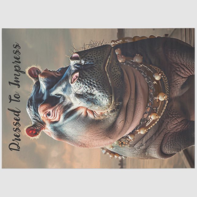 Decoupage Hippo Dressed to Impress Seidenpapier (Vorderseite)